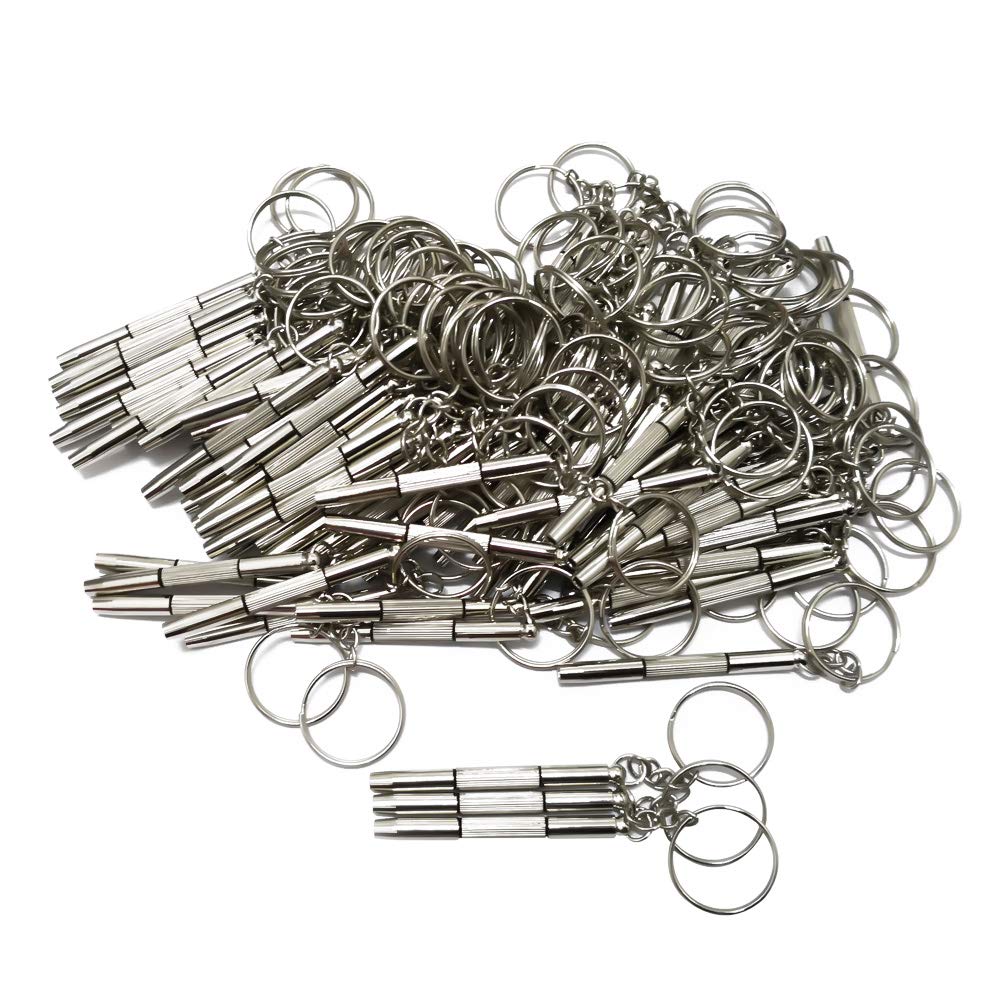 3-in-1 mini screwdriver keychain with flat head, Phillips and star nut driver