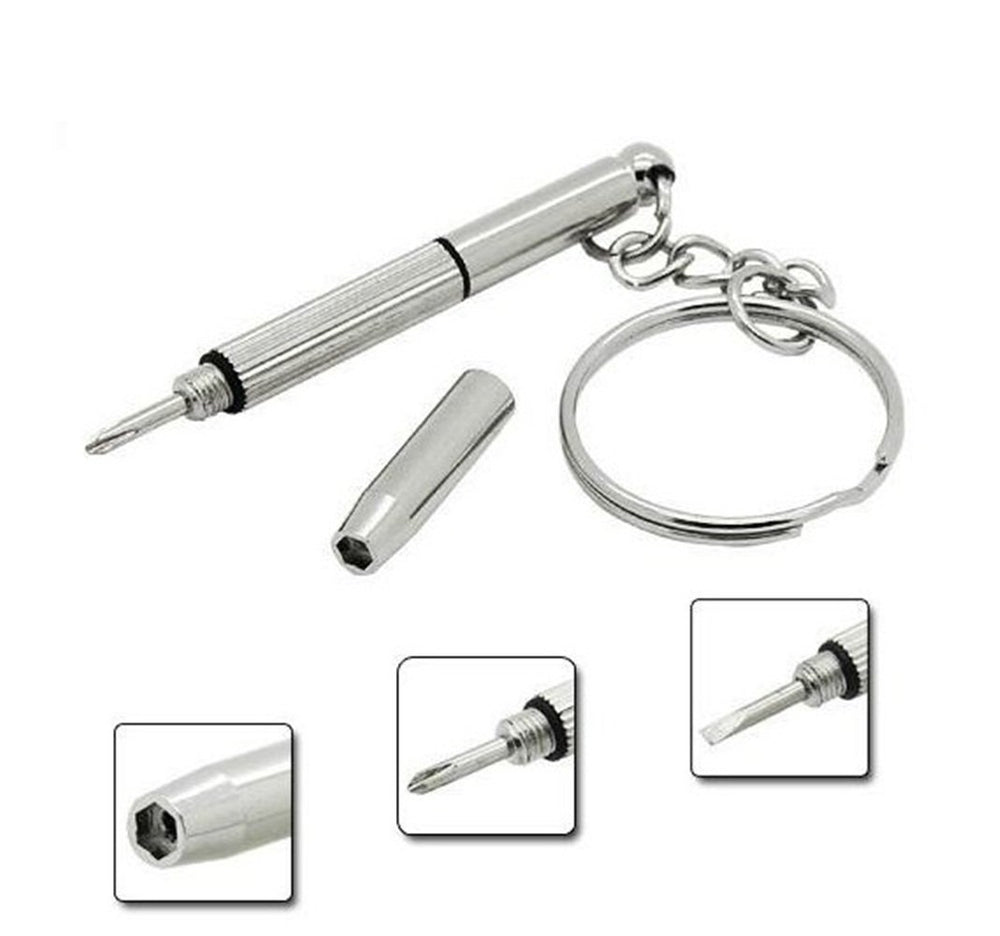 Closed view of the compact 6 cm mini screwdriver keychain
