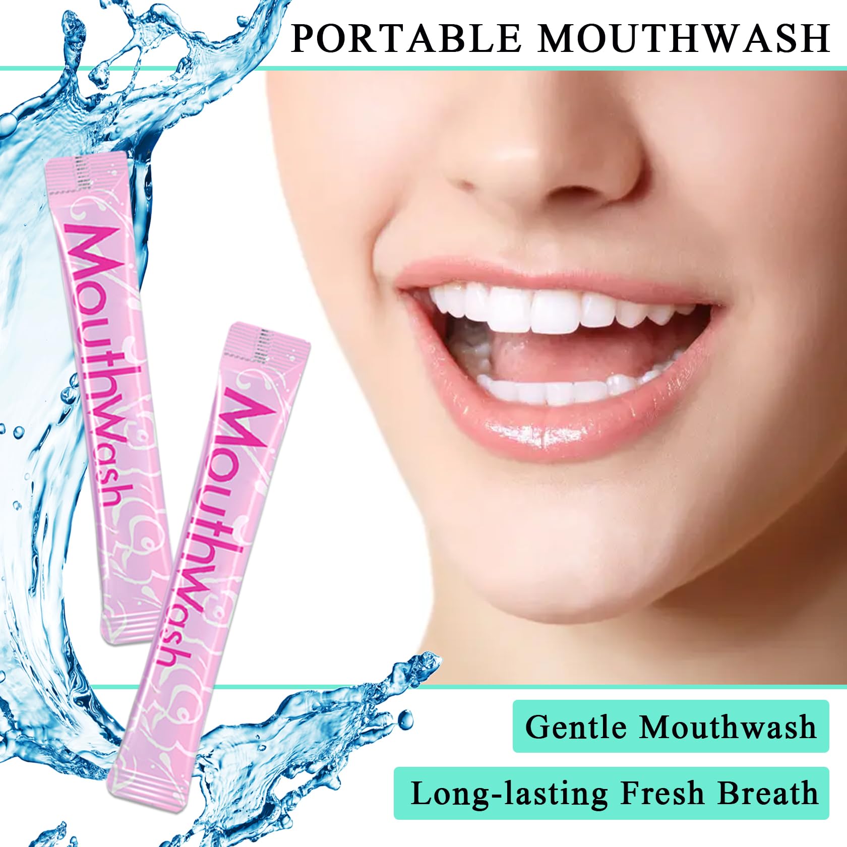 Mini mouthwash travel set with 60 individual packets