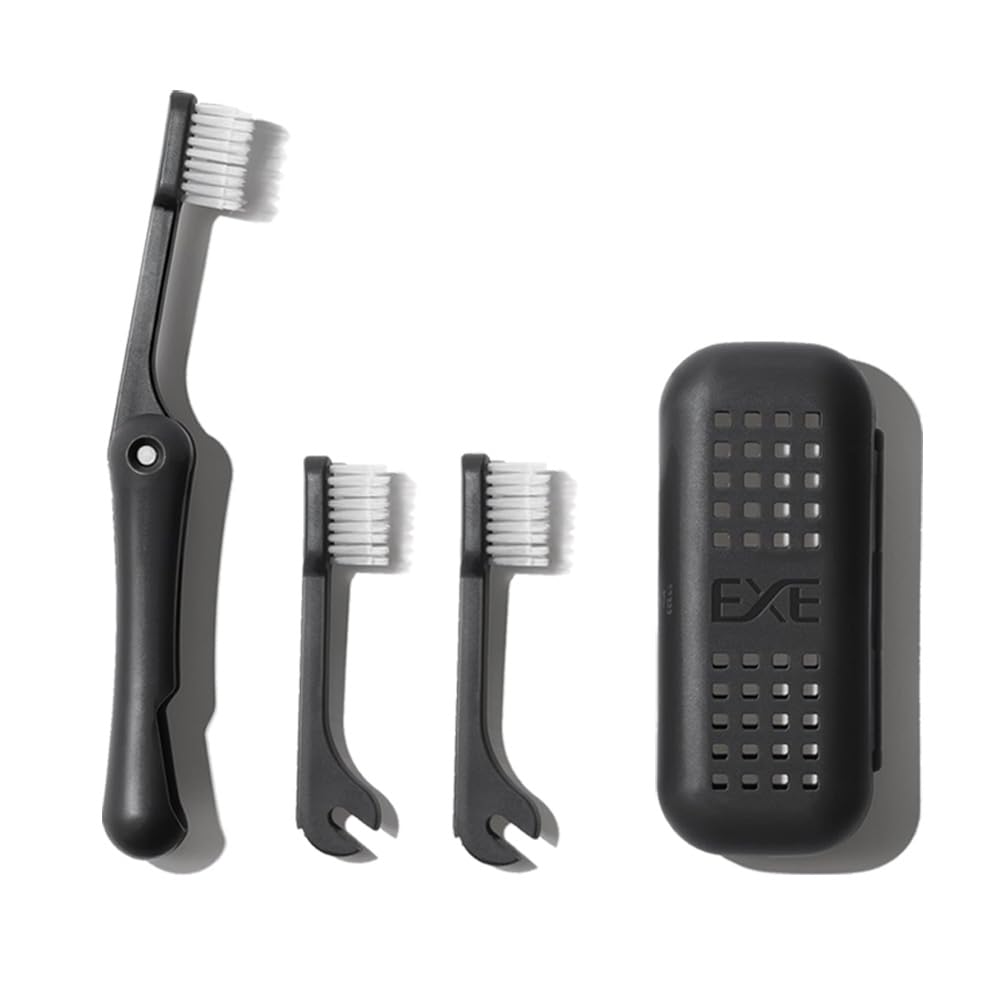 Minibox folding travel toothbrush black with compact case
