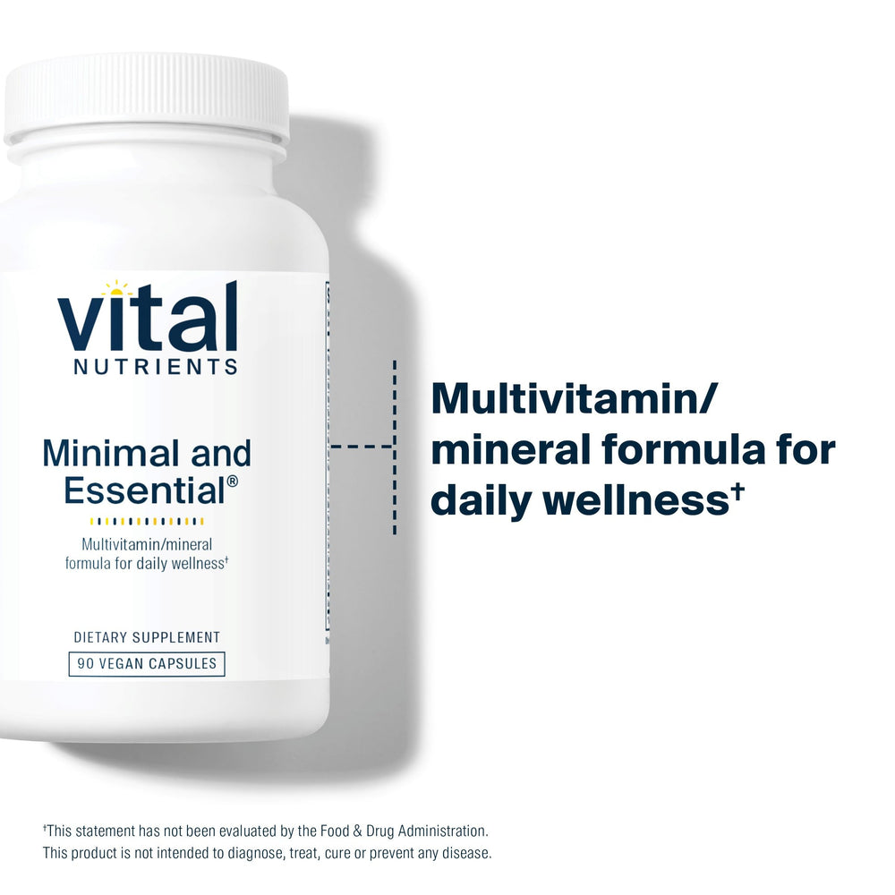 Ingredients panel for Minimal and Essential Multivitamin