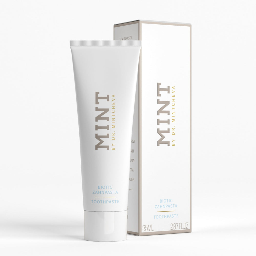 Mint Biotic Toothpaste 85ml packaging and logo