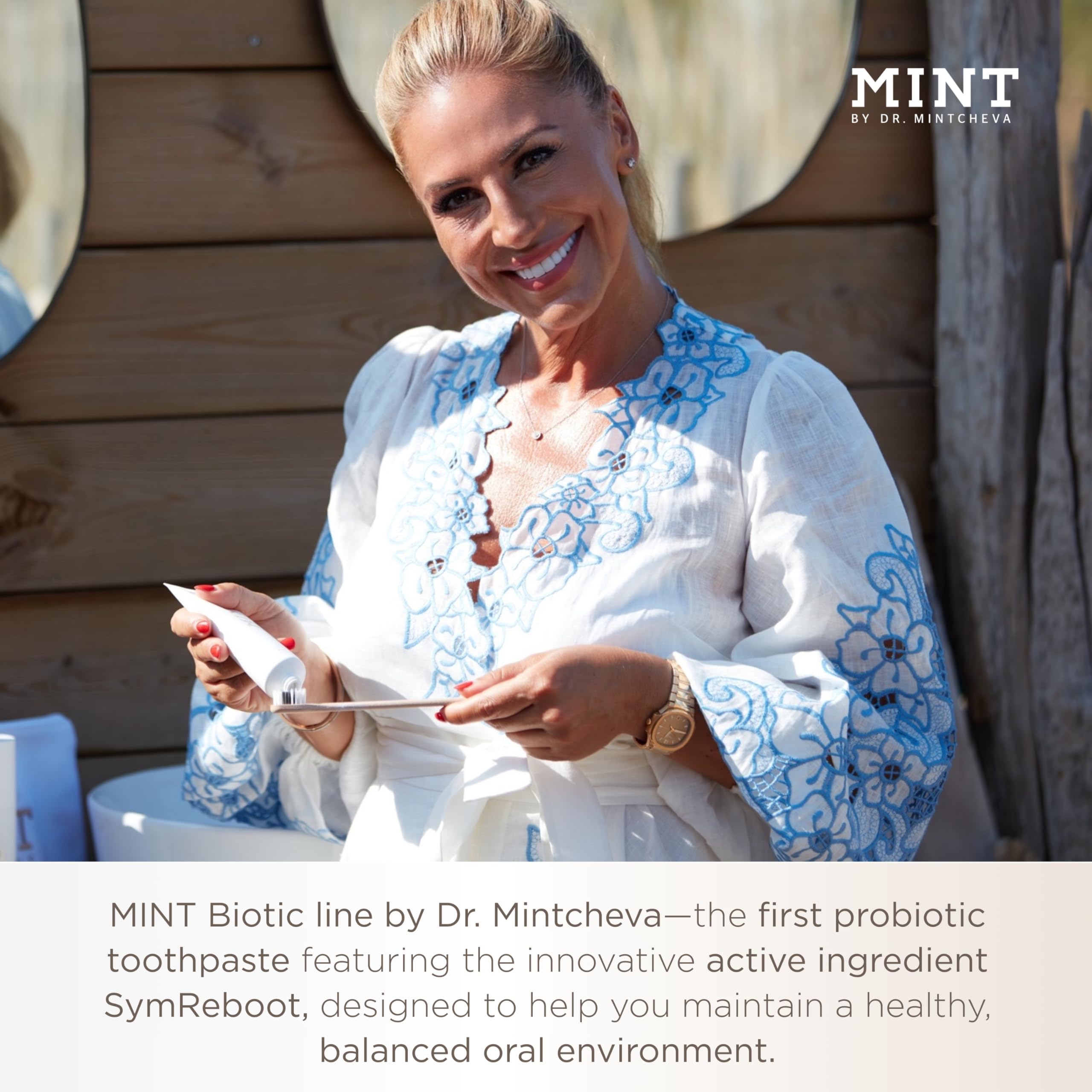 Close-up of a bright smile after using Mint Biotic toothpaste