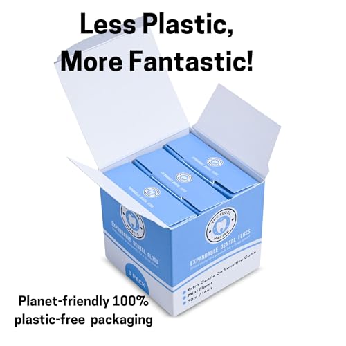 Mint-flavor expandable dental floss close-up