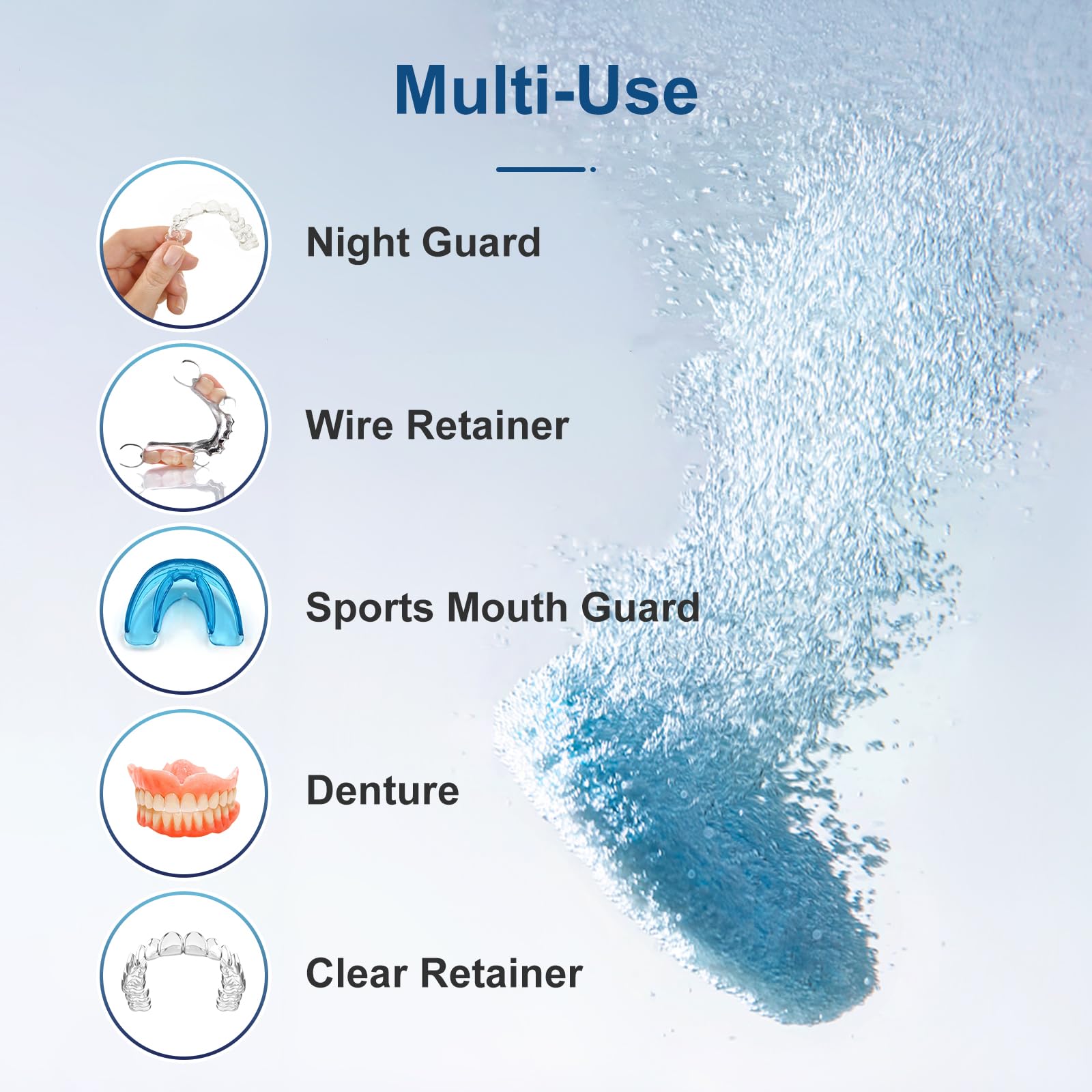 Mint-flavor cleaning tablets for mouth guards and retainers