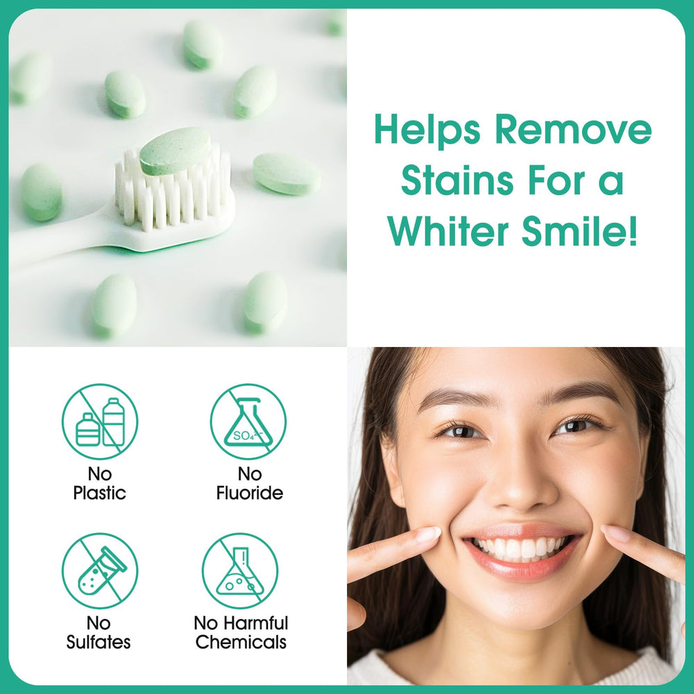 Mint flavored toothpaste tablets for fresh breath