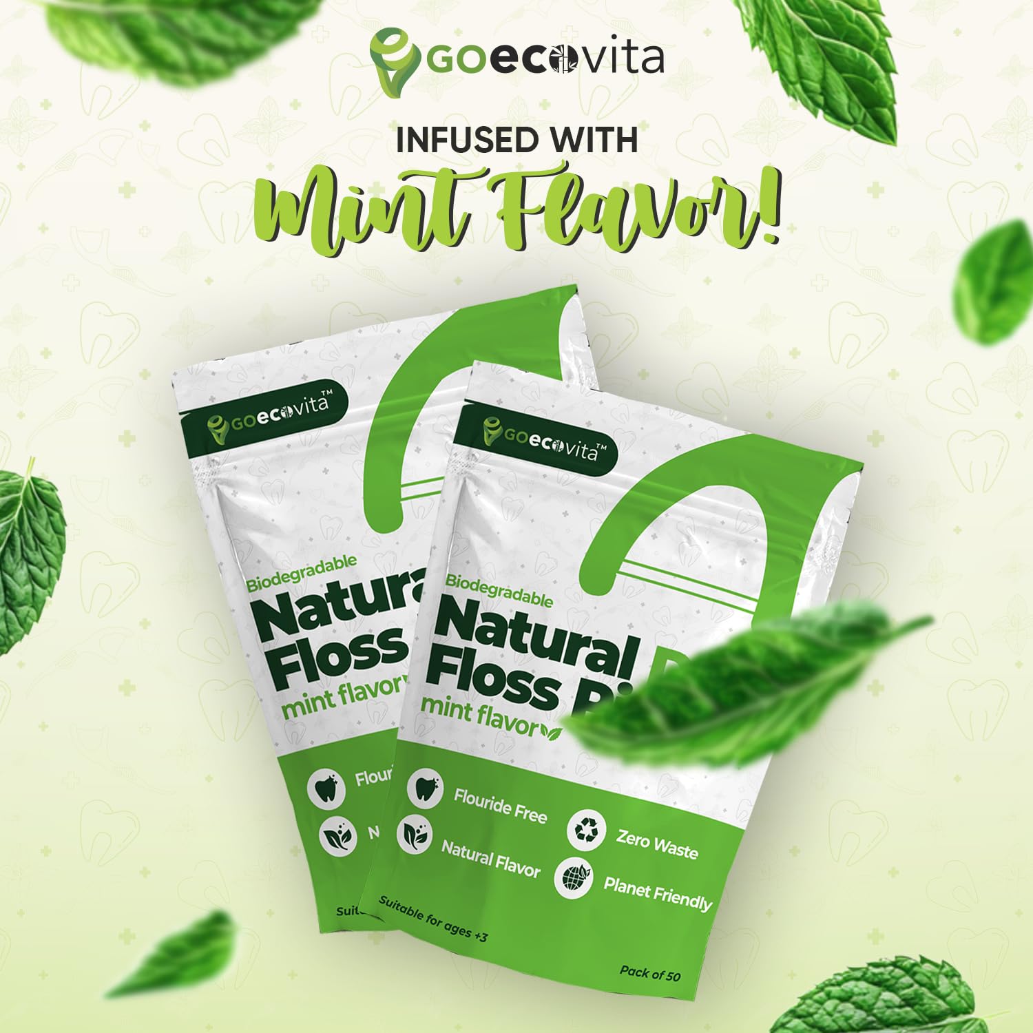 Mint flavor and eco-friendly design of floss pick