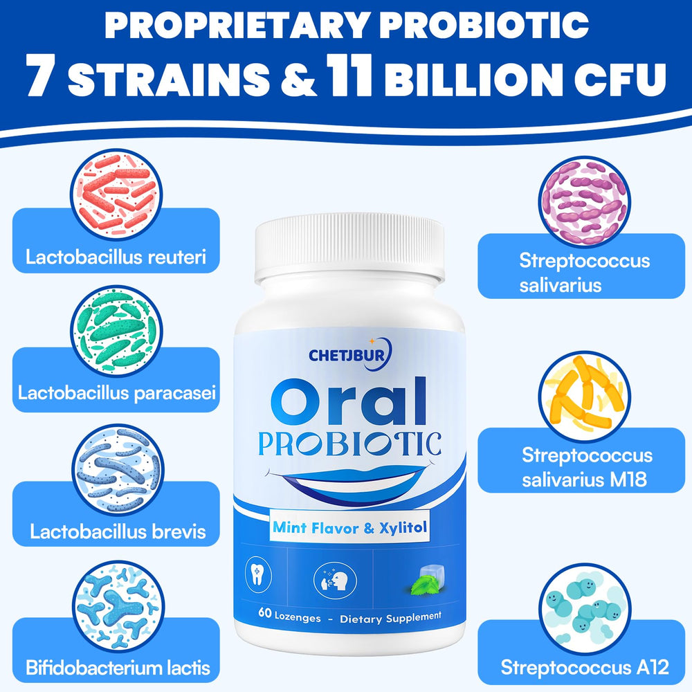 Mint-flavored oral probiotic lozenges pack