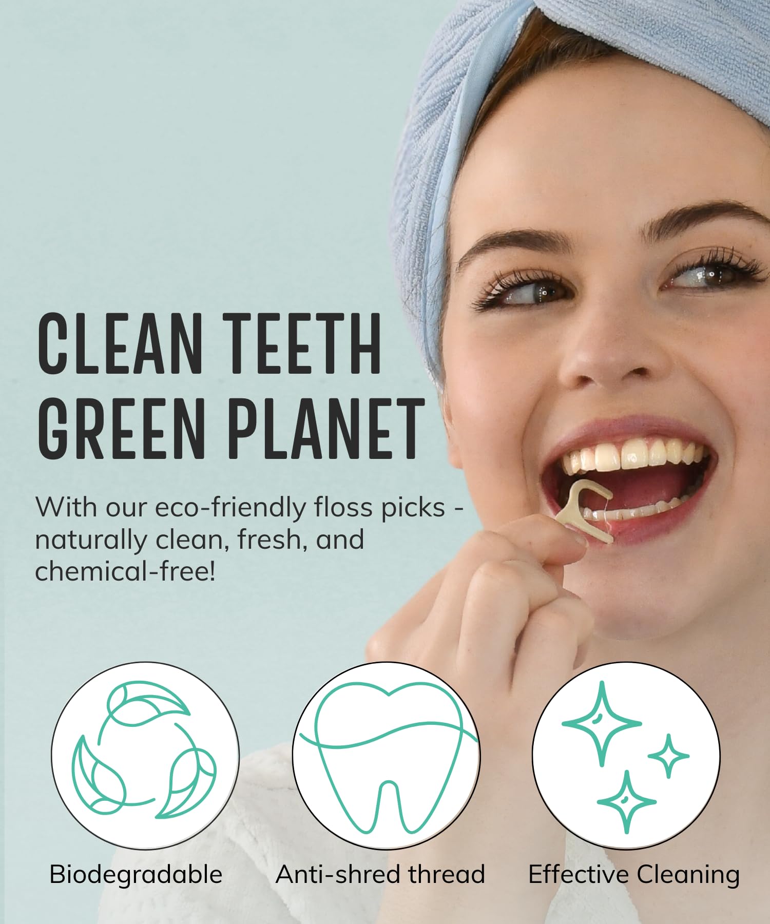 Mint flavor floss picks for adults and kids