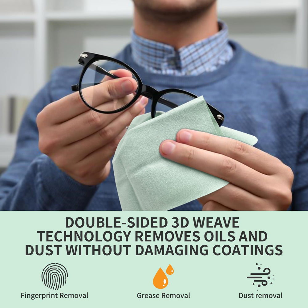 Mint green microfiber cloth cleaning a smartphone screen