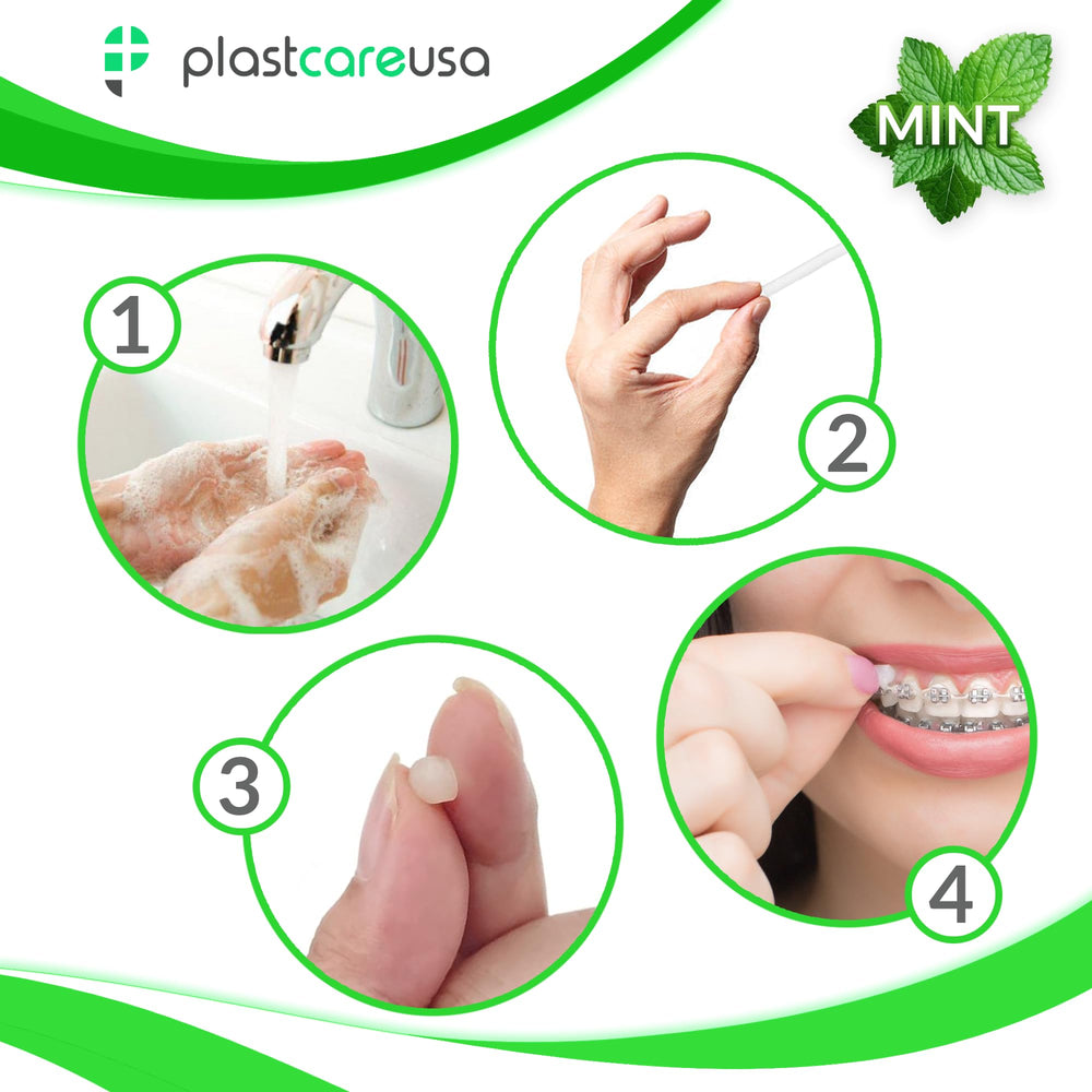 Mint orthodontic wax with retainers and brackets