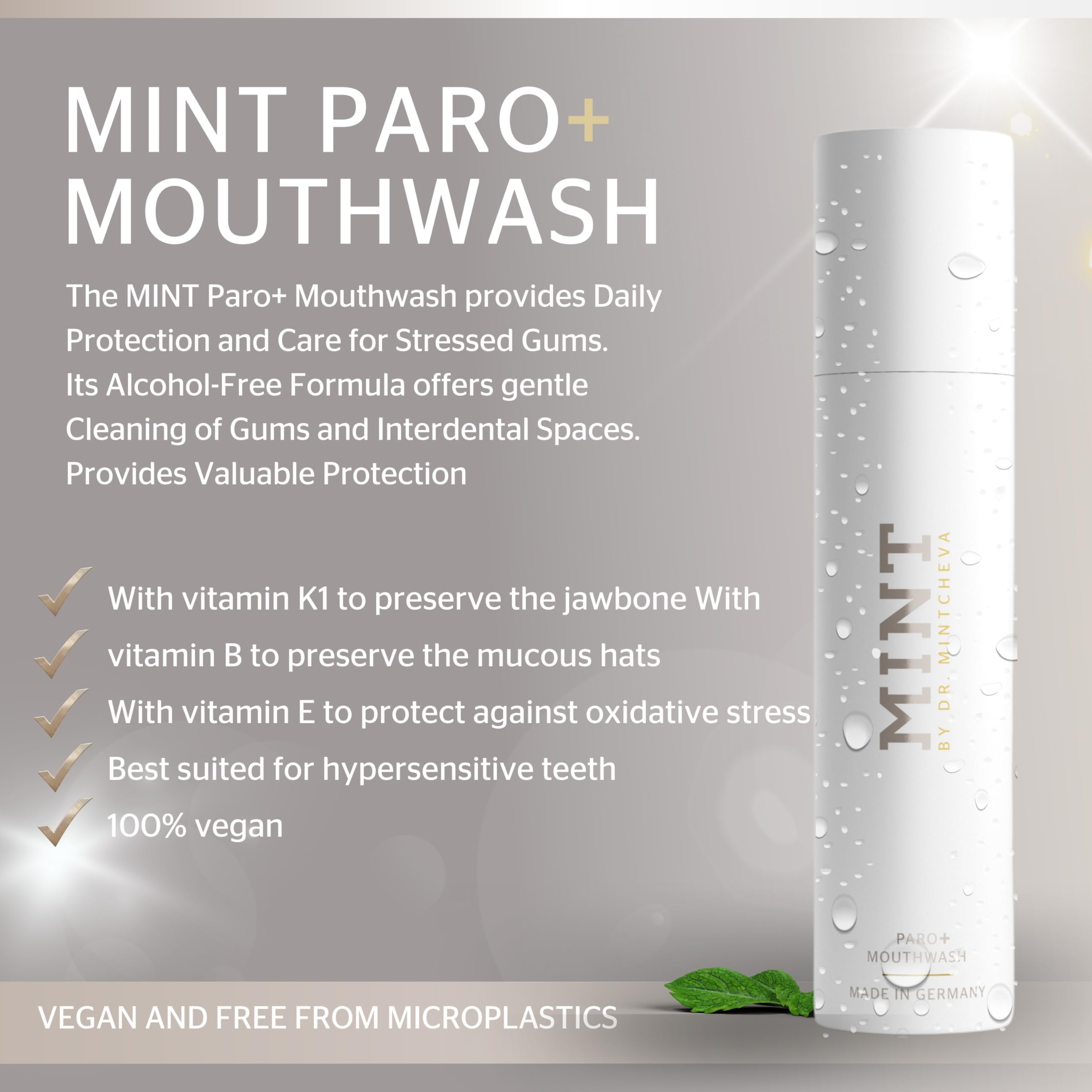 Mint PARO+ packaging box and bottle