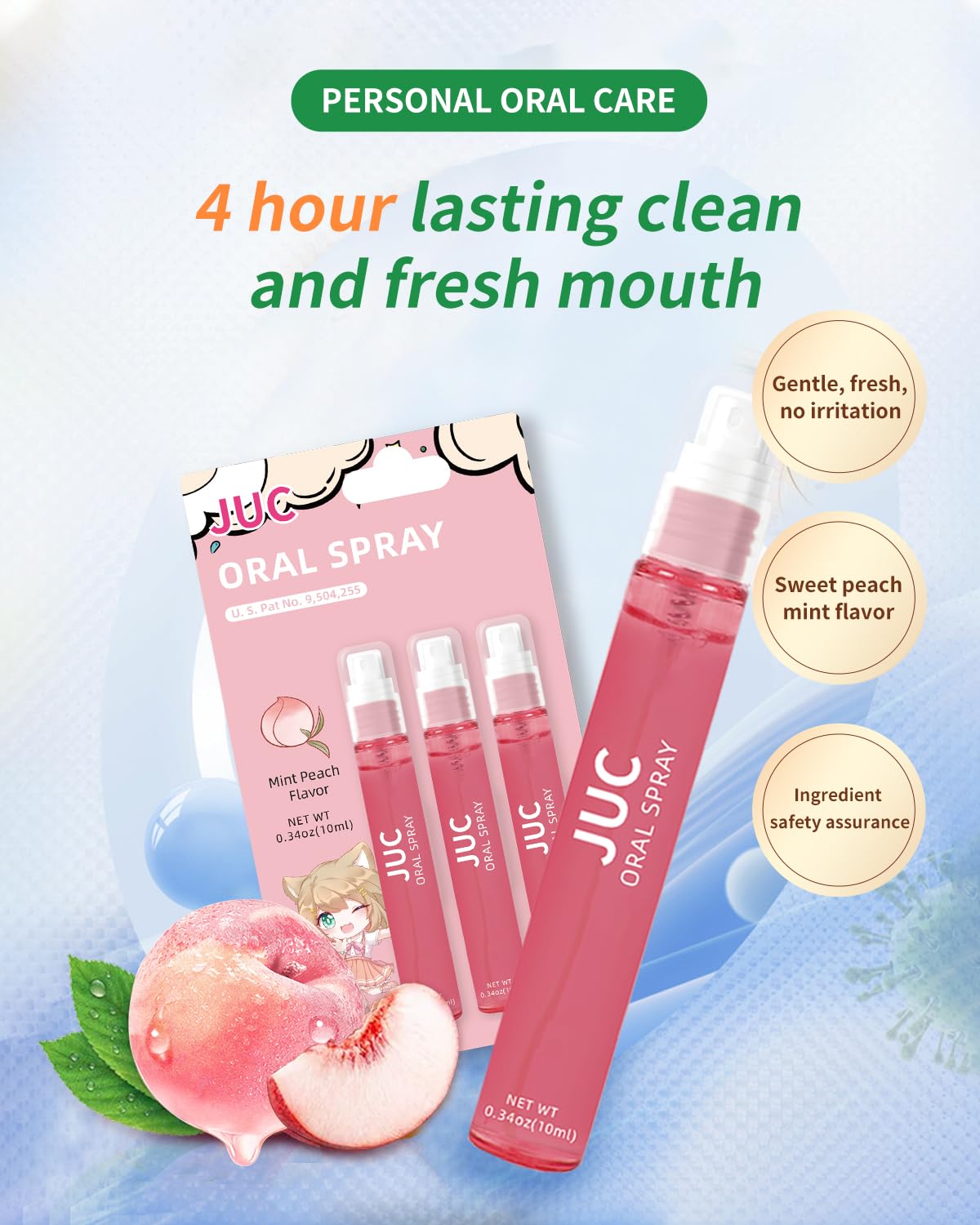 Three-pack Mint Peach Breath Spray bundles