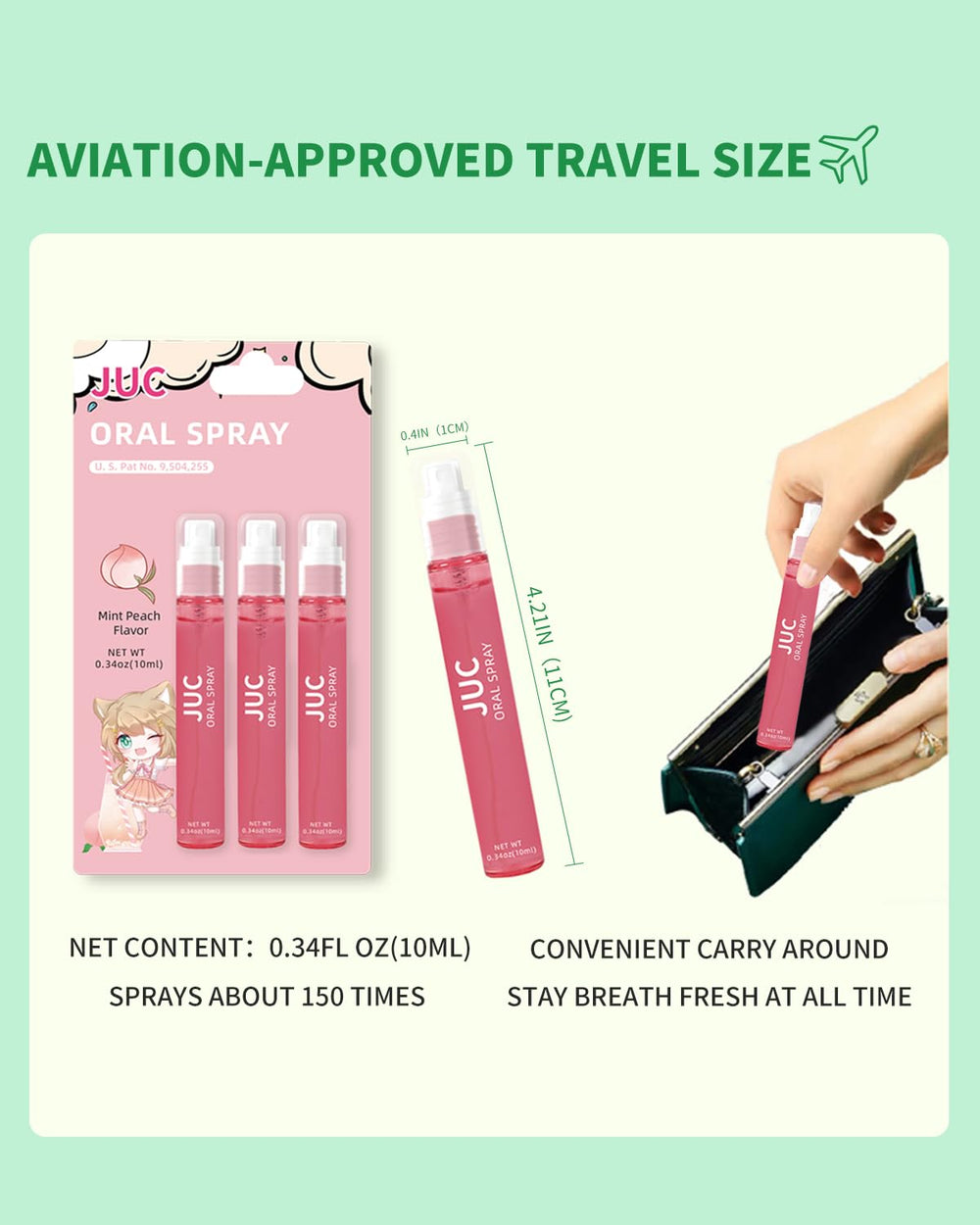 0.33 oz (10 ml) travel size mouth spray