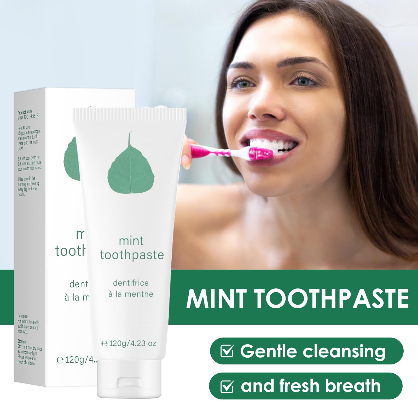 Mint Toothpaste 3.5 oz tube – side view