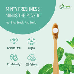 Close-up of mint toothpaste tablet