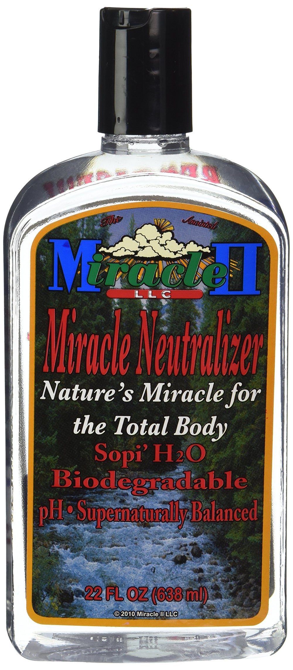 Miracle II Neutralizer bottle pour—easy application for potential pH balance and detox support.