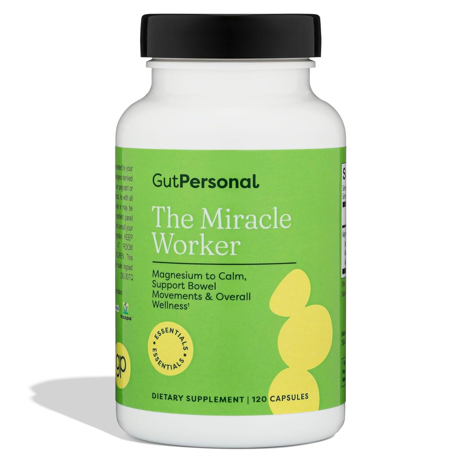 The Miracle Worker Magnesium Capsules box front showing 60 servings and 120 count