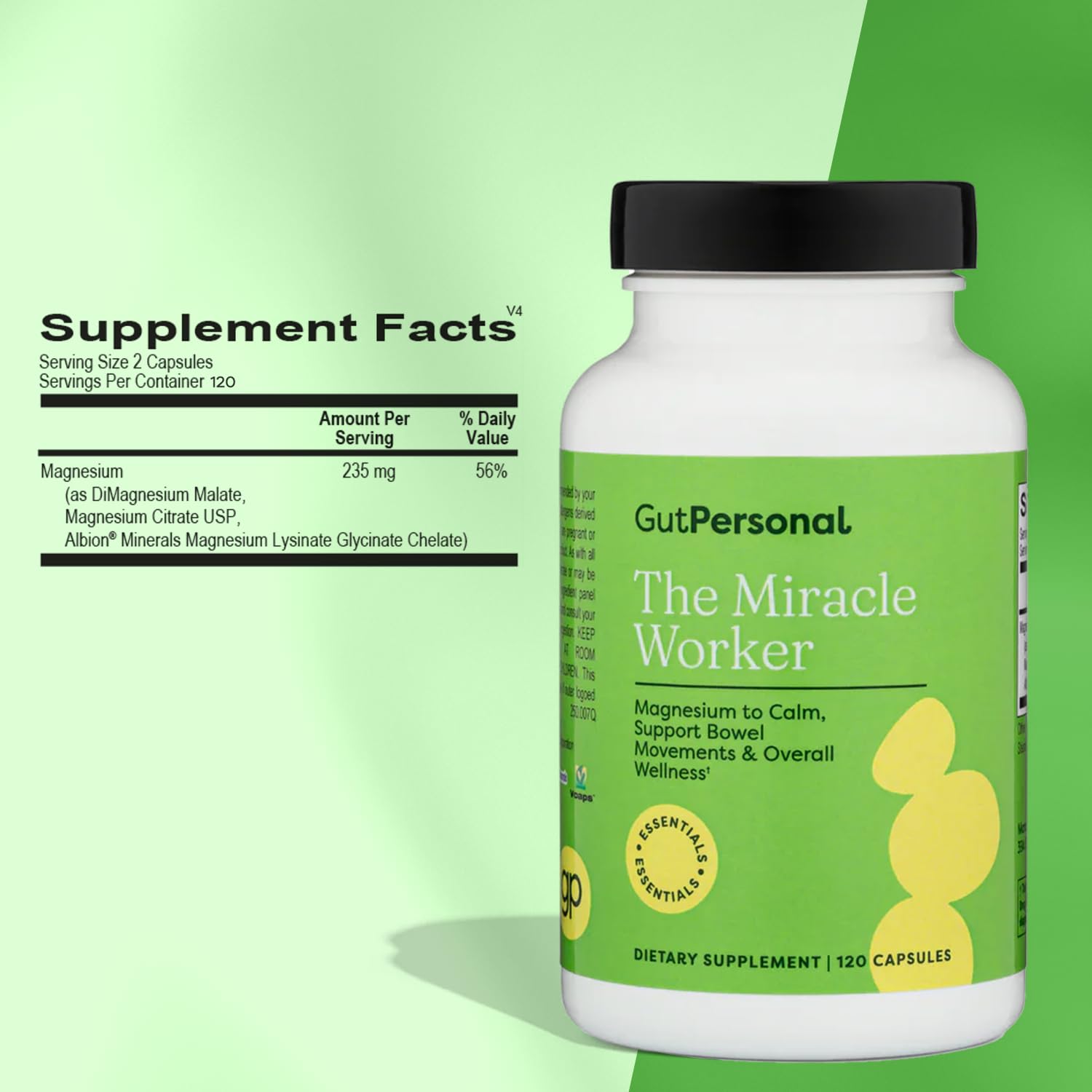 Close-up of magnesium glycinate fast-absorbing capsules