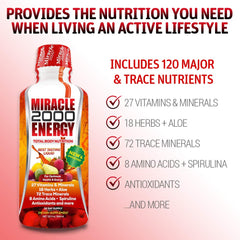 Close-up of Miracle 2000 bottle and label