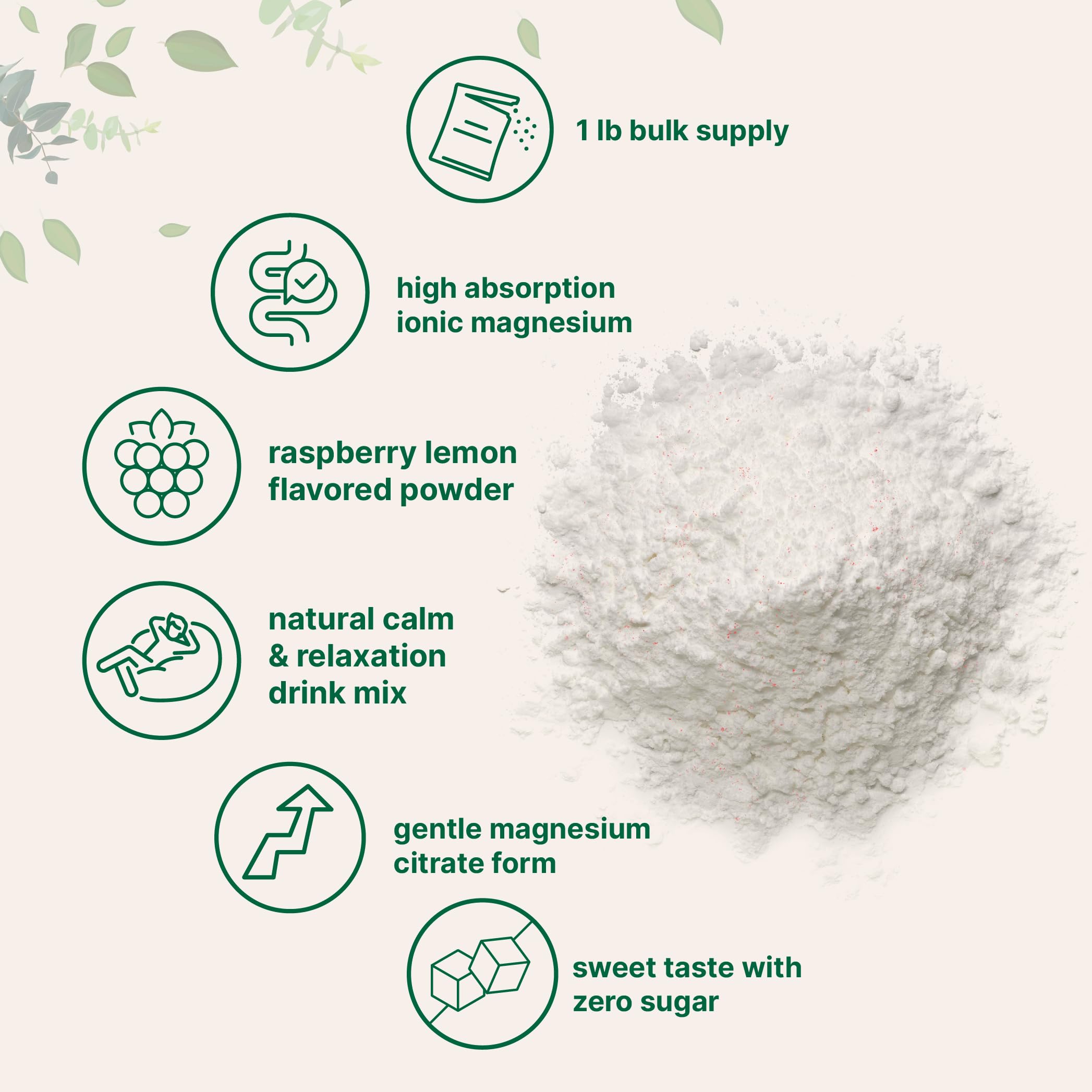 Nutrition label for MiracleMag Calm Magnesium Powder 1lb