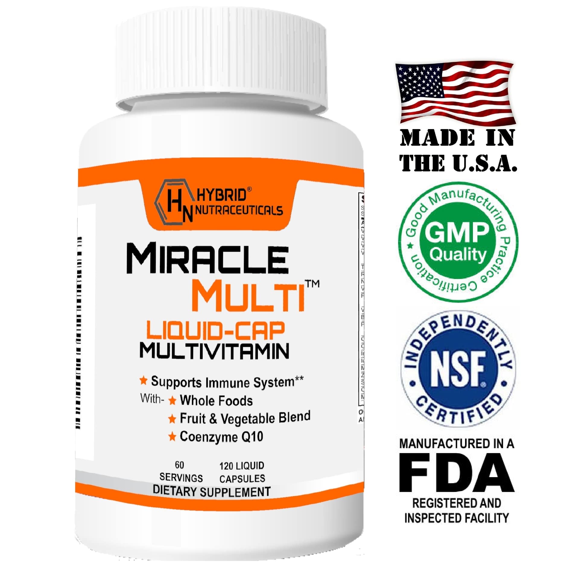 USA-made MiracleMulti bottle produced in an FDA-inspected facility