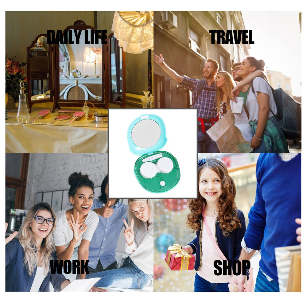 Two replaceable contact lens containers and accessories