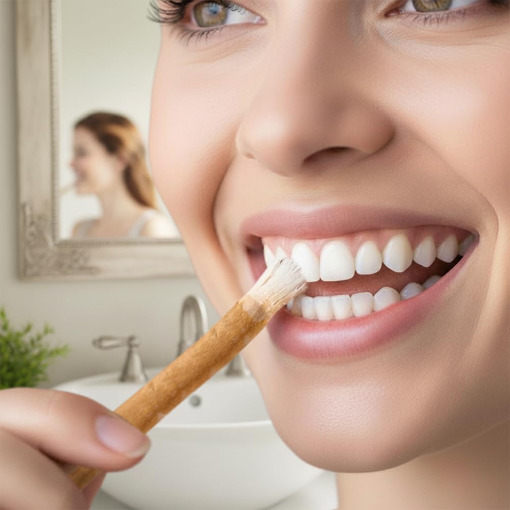 Miswak packaging showing 10 brushes and holder
