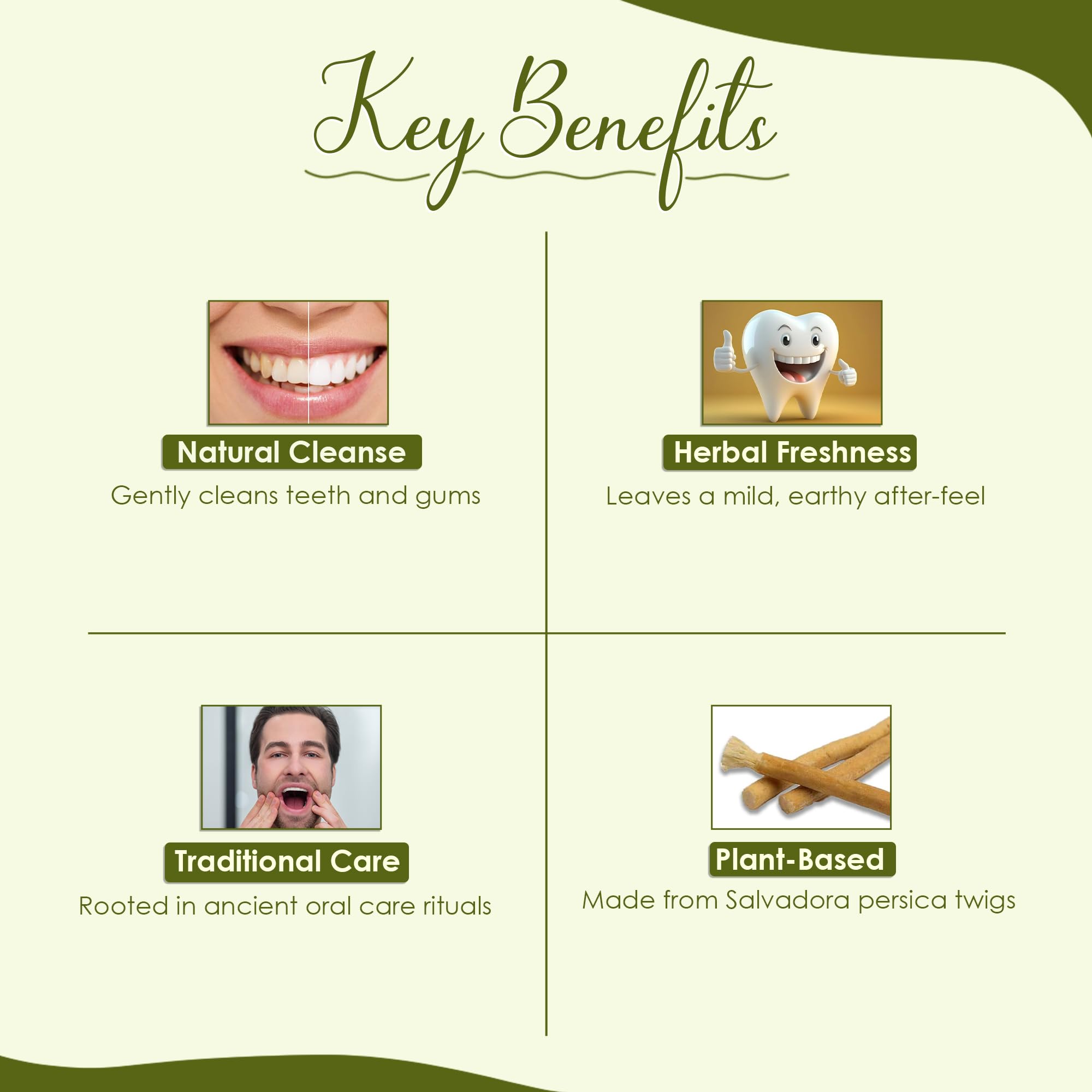 Miswak powder packaging showing 227g (8 oz)