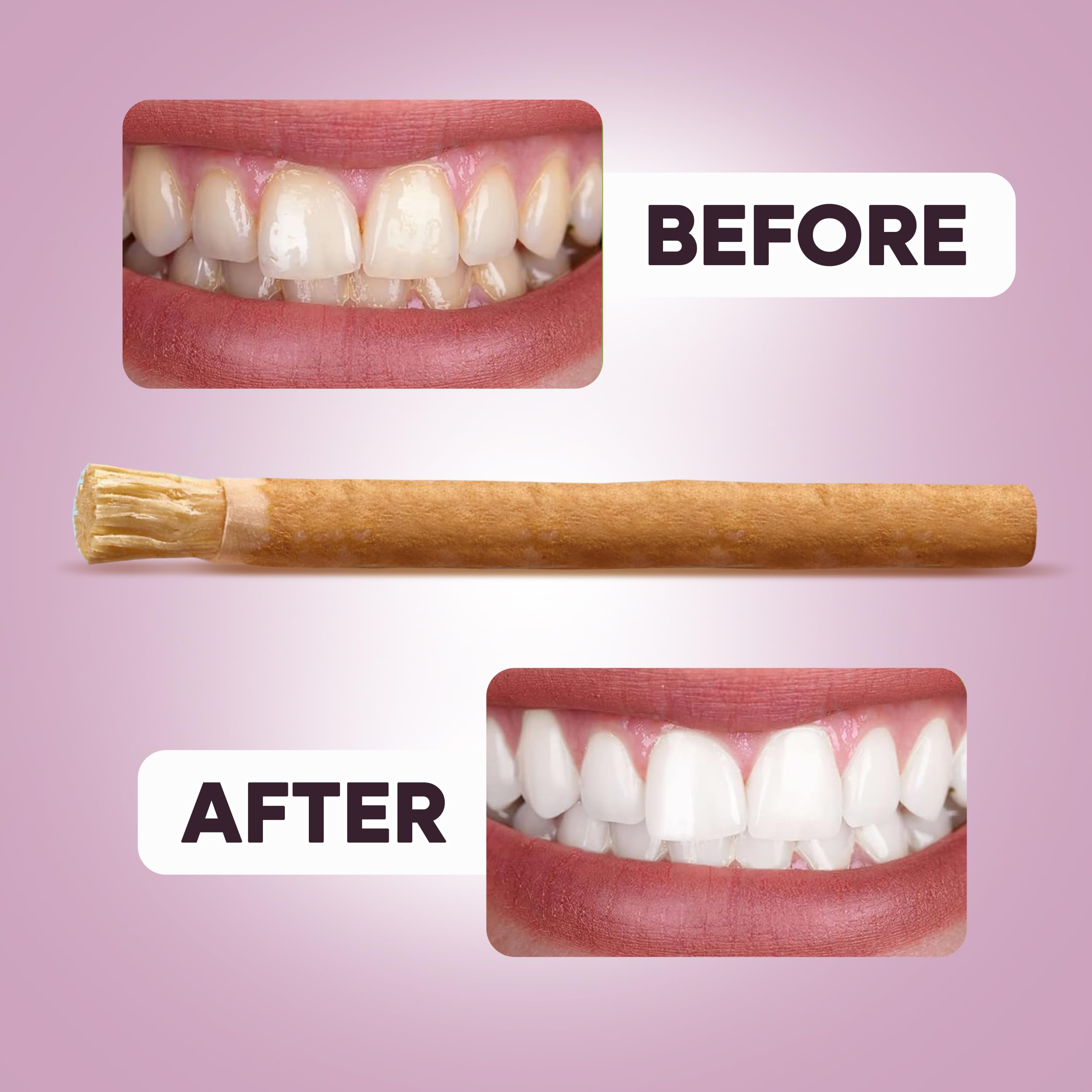 Close-up of soft bristles on the Miswak toothbrush