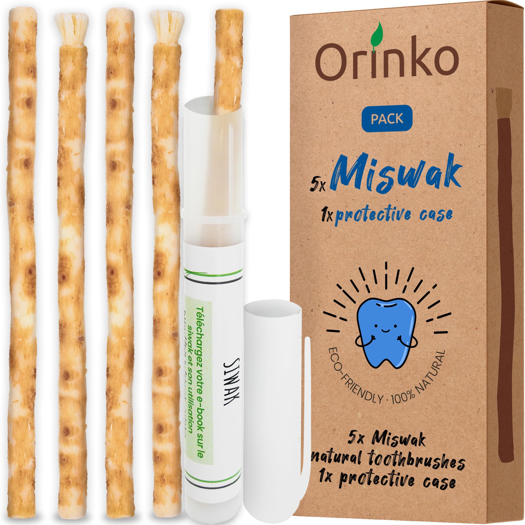 Five Miswak sticks with protective holder