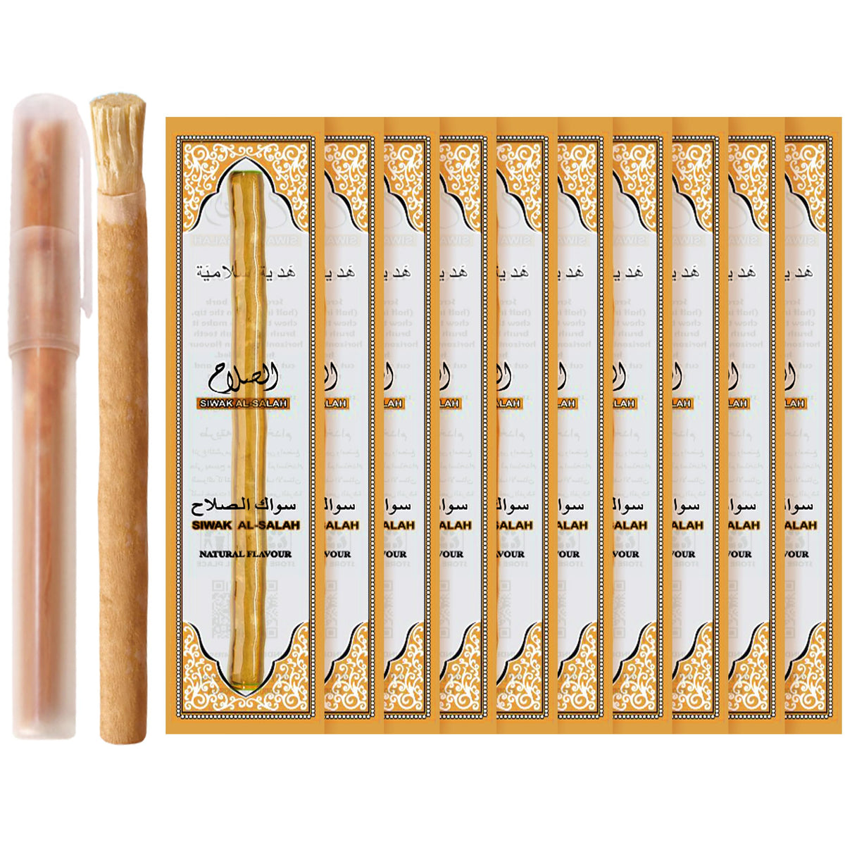 Miswak traditional toothbrush 10-pack with natural finish