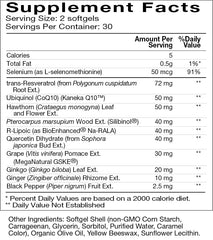 Natura Mito-Gevity bottle label showing ingredients