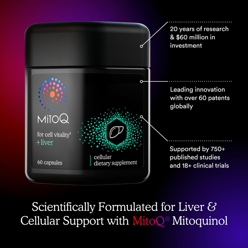 Infographic highlighting advanced CoQ10 technology and bioavailability