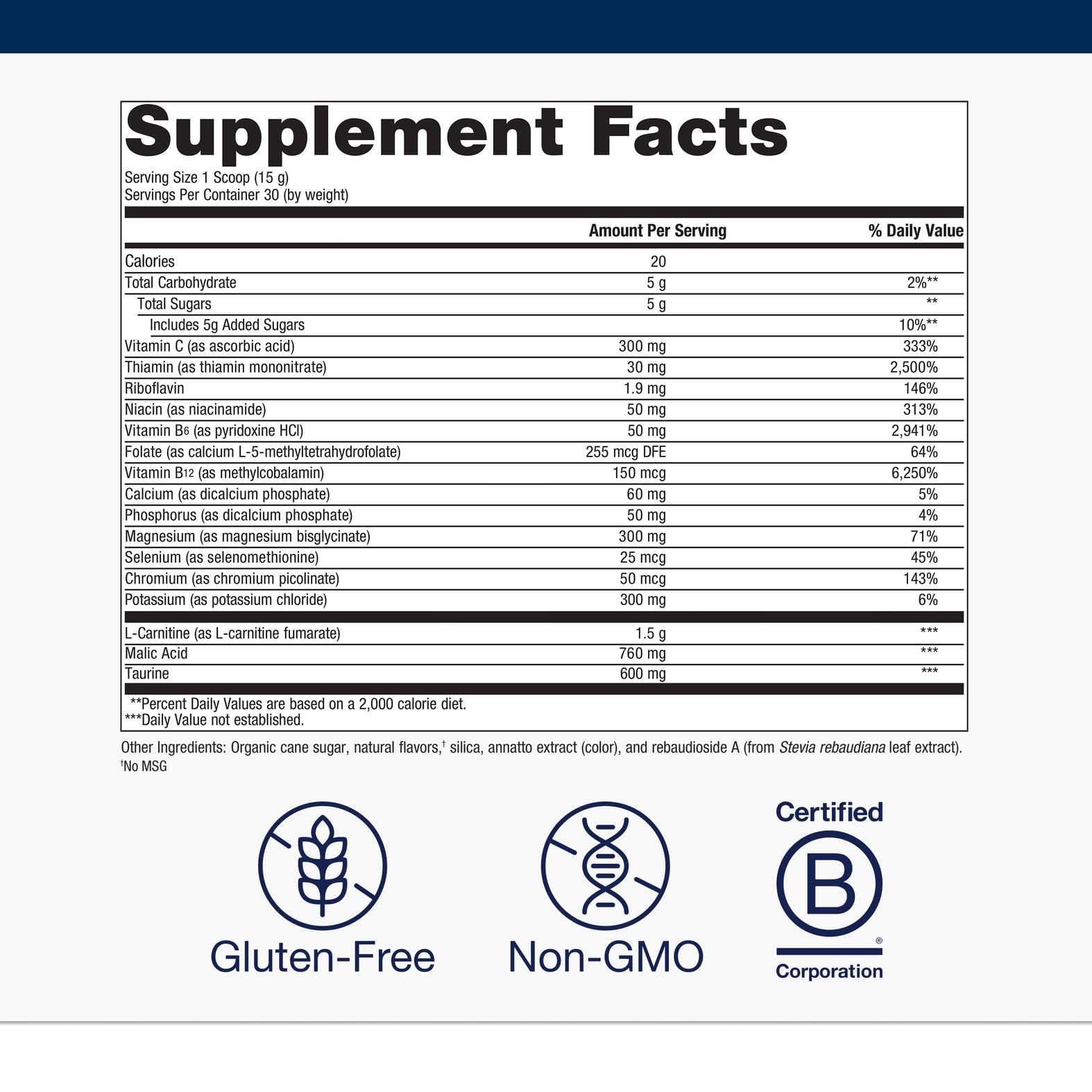 Amino acids graphic highlighting L-carnitine and taurine