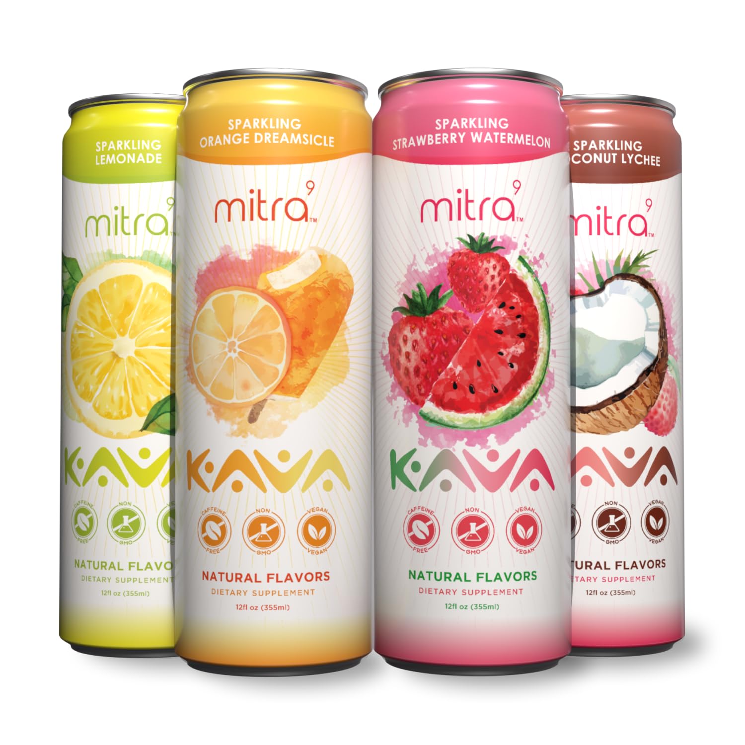 Mitra9 Kava Drink Variety Pack – four 12 oz cans