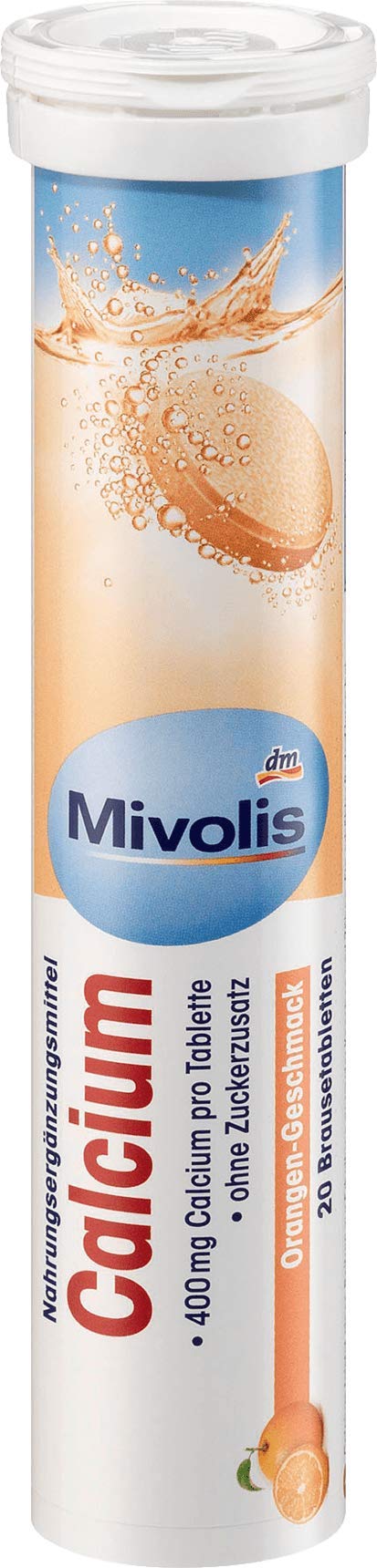 Nutrition facts panel for Mivolis Calcium effervescent tablets