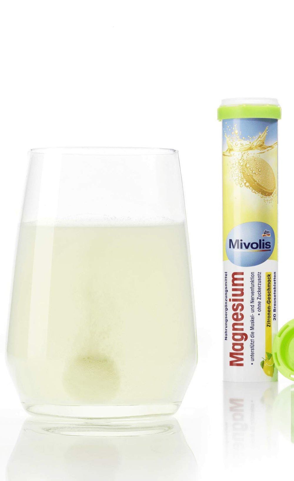 Mivolis Magnesium effervescent tablets lemon flavor packaging