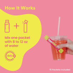 Powder dissolving in water to form MIXHERS Focus drink