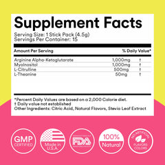 Close-up of key ingredients including L-theanine and arginine