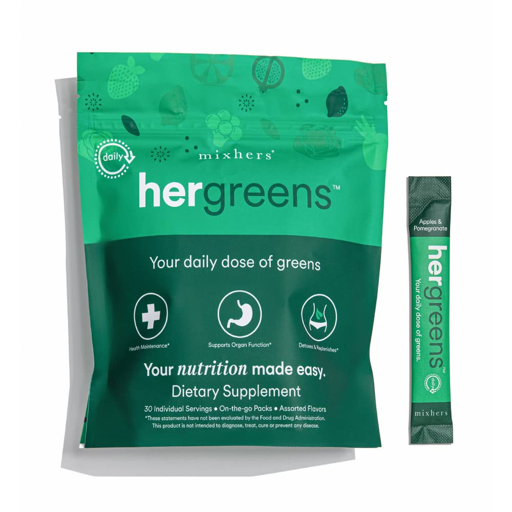 MIXHERS Hergreens Greens & Veggie Powder Pink Grapefruit front packaging