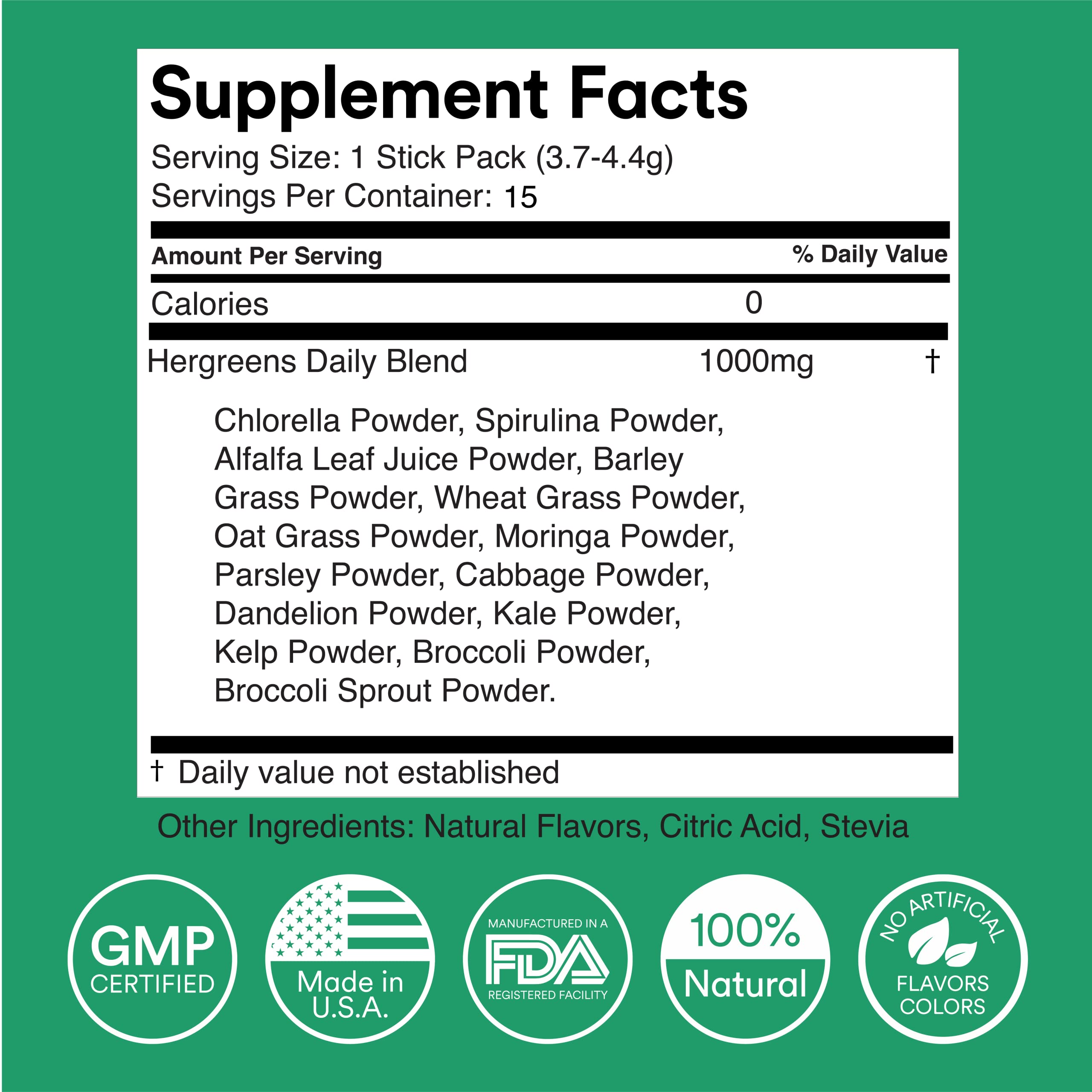 Packaging back nutrition panel and product details