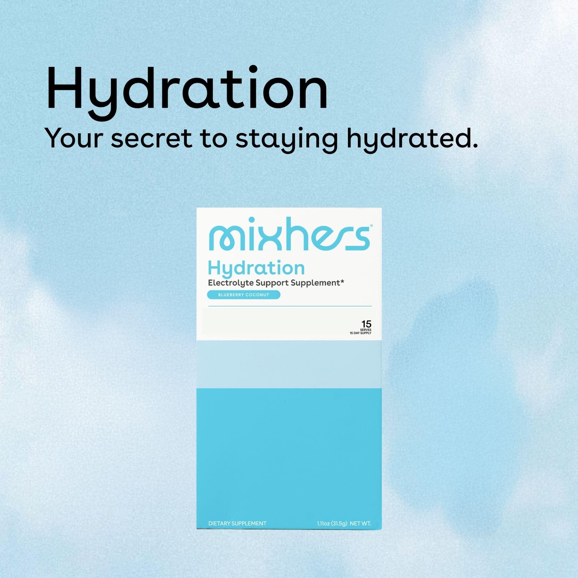 Mixhers Hydration Vitamin C and zinc graphic highlighting minerals for daily use