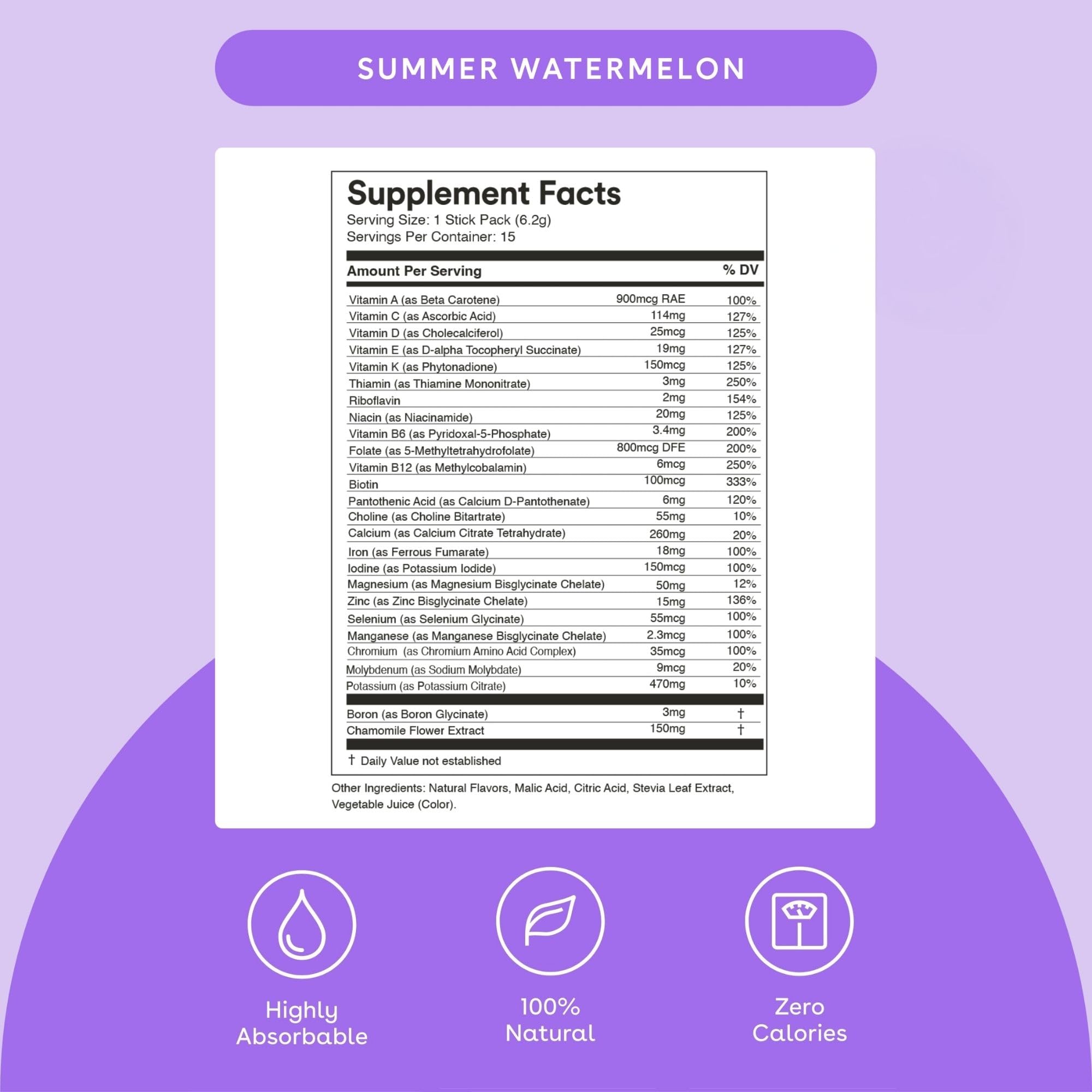 Berry Summer Watermelon flavor drink mix powder for MIXHERS Prenatal+