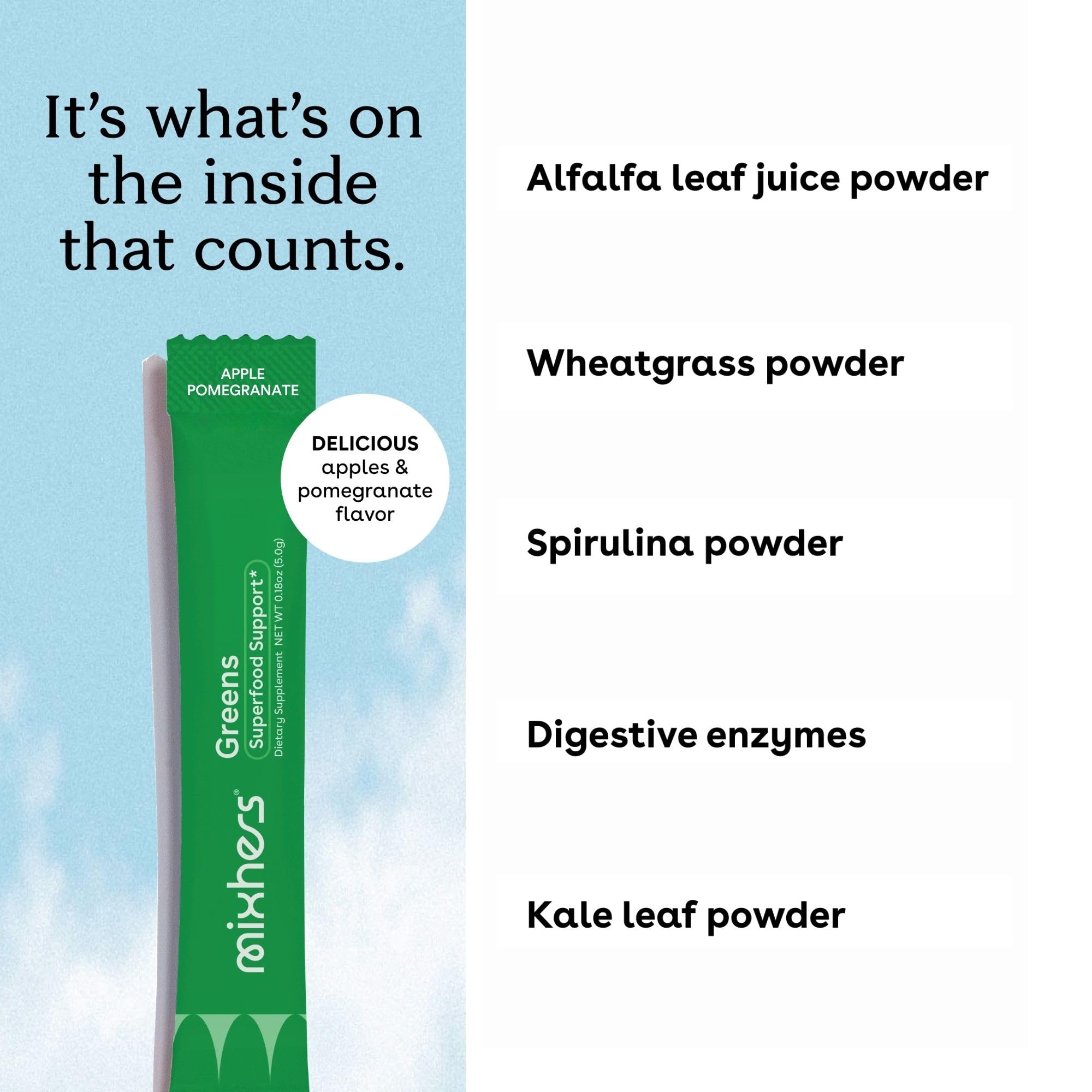 Woman enjoying Mixhers greens powder