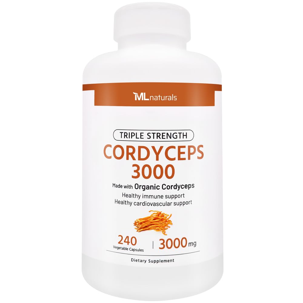ML Naturals Triple Strength Cordyceps 3000 bottle with 240 capsules
