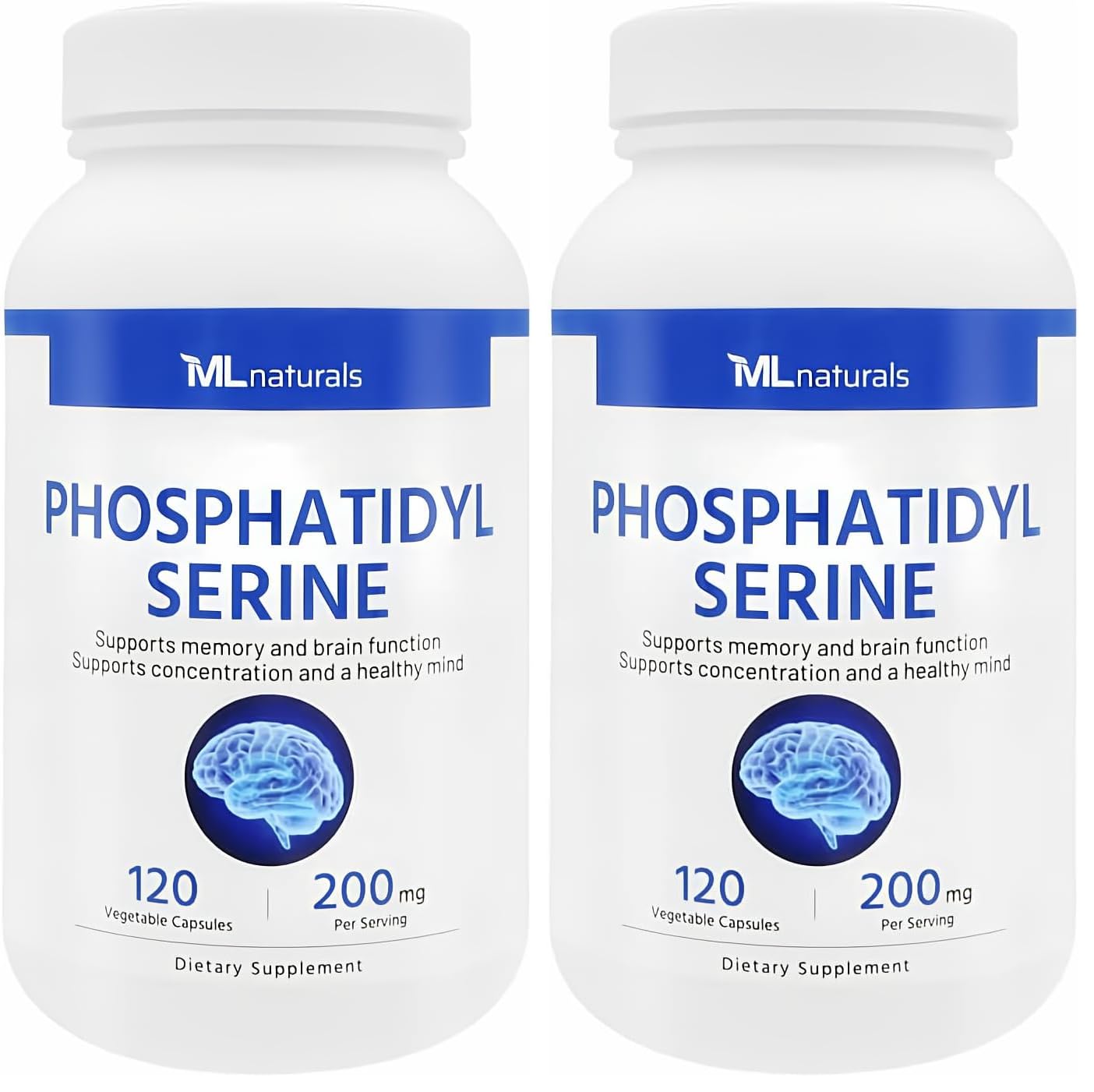 ML Naturals Phosphatidyl Serine 200 mg bottle with 120 vegetable capsules