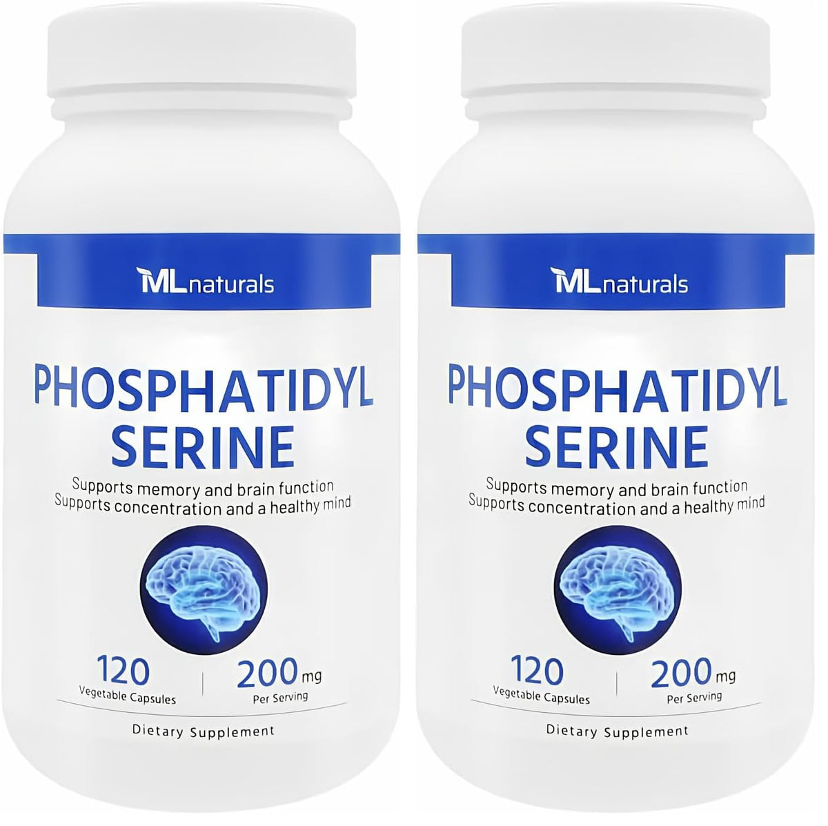 ML Naturals Phosphatidyl Serine 200 mg bottle with 120 vegetable capsules