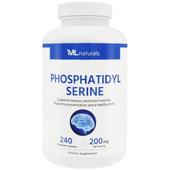 ML Naturals Phosphatidyl Serine 200 mg standard bottle with 240 vegan capsules