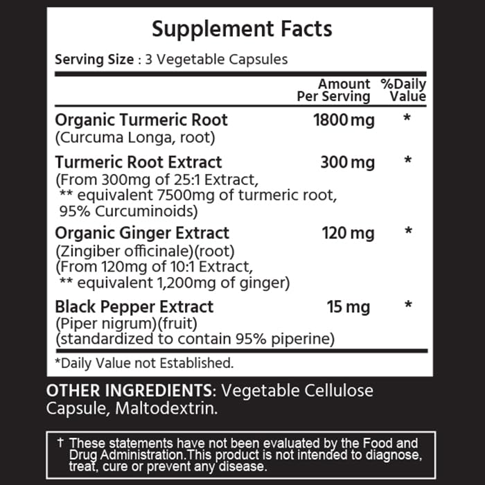 Turmeric 25:1 Extract 7500 mg Equivalent